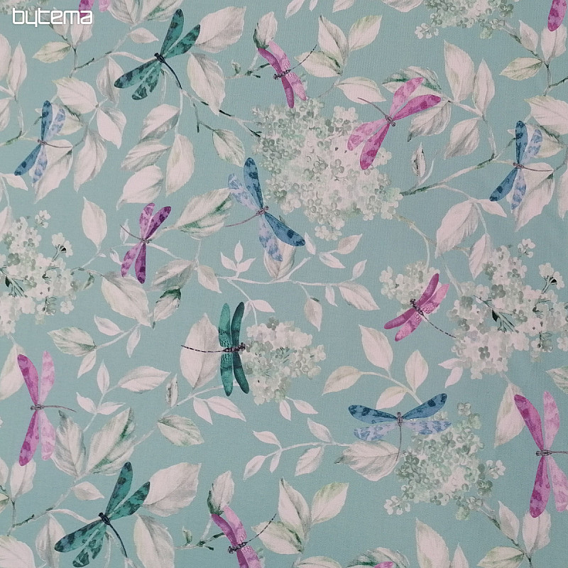 Tessuto decorativo ROSETO DRAGONFLY turchese