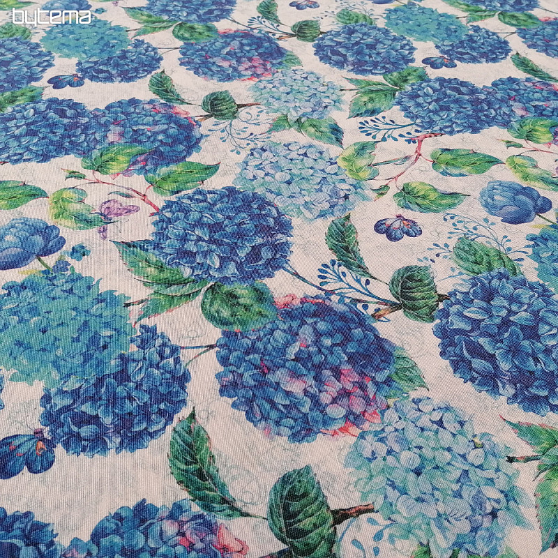 Tessuto decorativo ortensie blu
