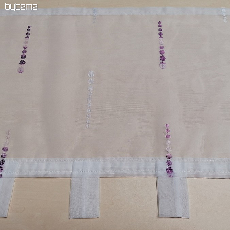 Tenda ricamata per una vetrata - perline viola