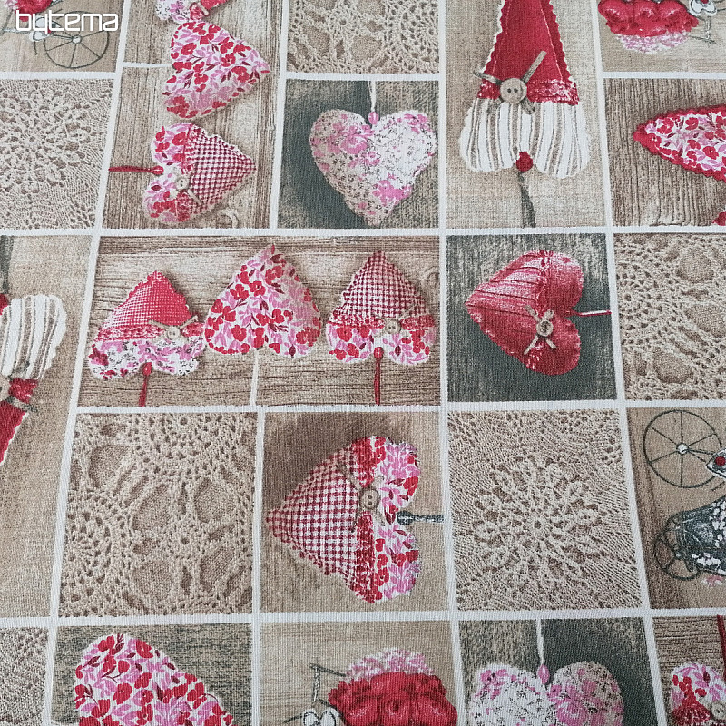 Tessuto decorativo SRDÍČKA LIDIA rosso
