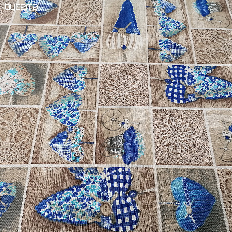 Tessuto decorativo CUORE DI LIDIA blu