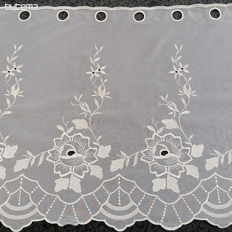 Tenda in vetro colorato - voile con ricamo floreale
