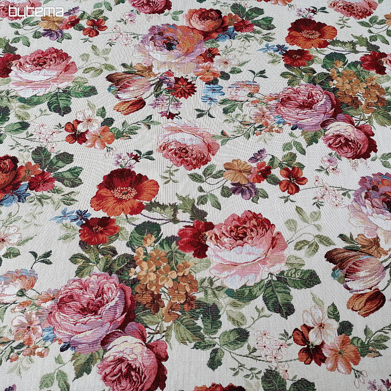 Tessuto arazzo CREMA ROSA