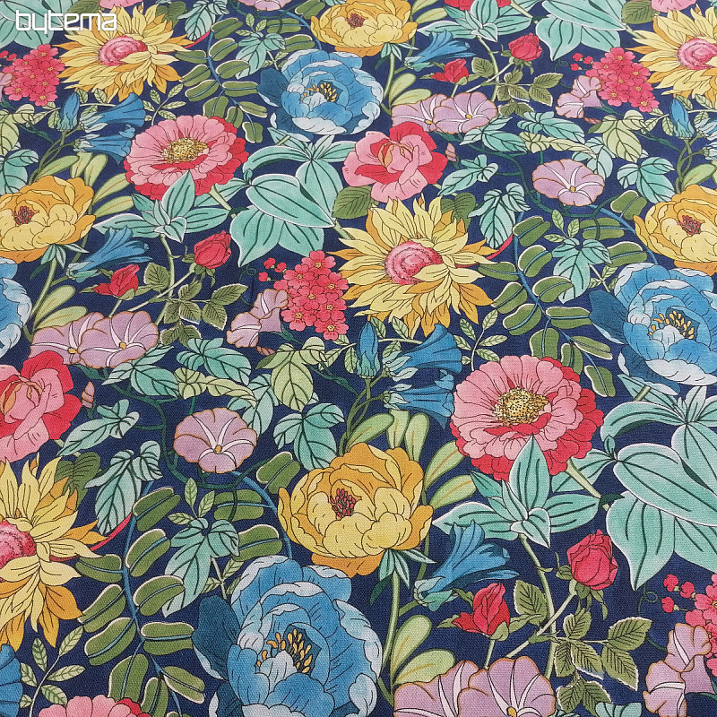 Tessuto decorativo FIORI D&#39;ESTATE - BLU