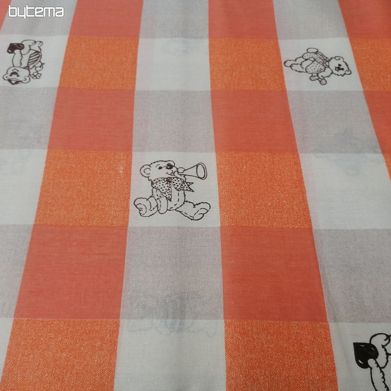 Tessuto di cotone a quadri Bears - arancione