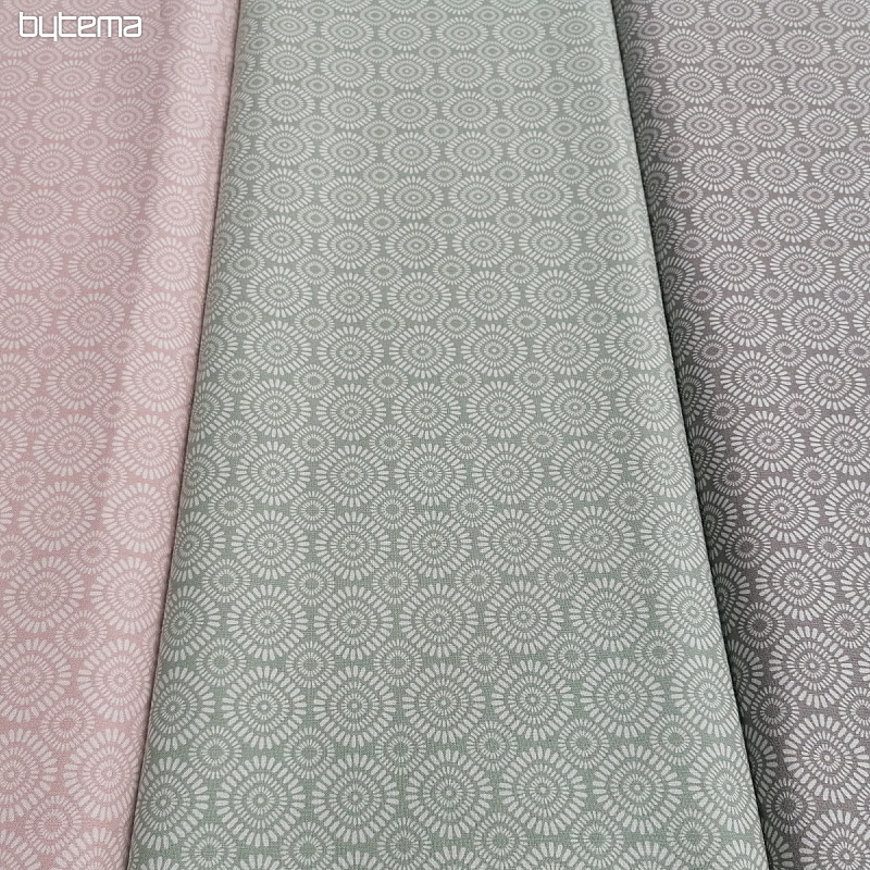Tessuto Geo Sun in cotone grigio-beige