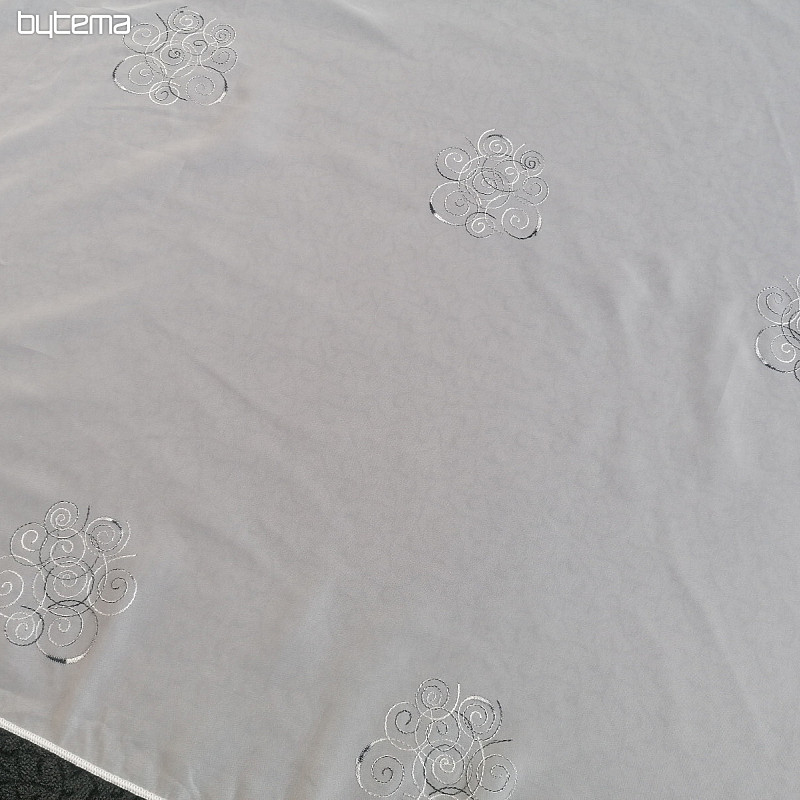Tenda in voile con ricamo Gerster bianco e nero