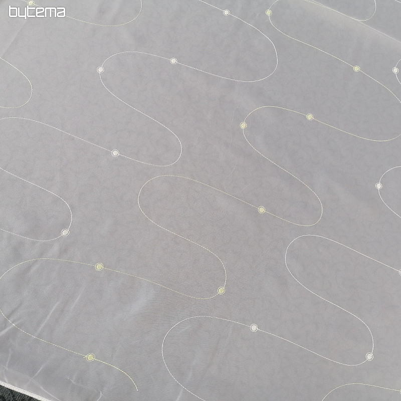 Tenda in voile con ricamo Gerster verde e crema