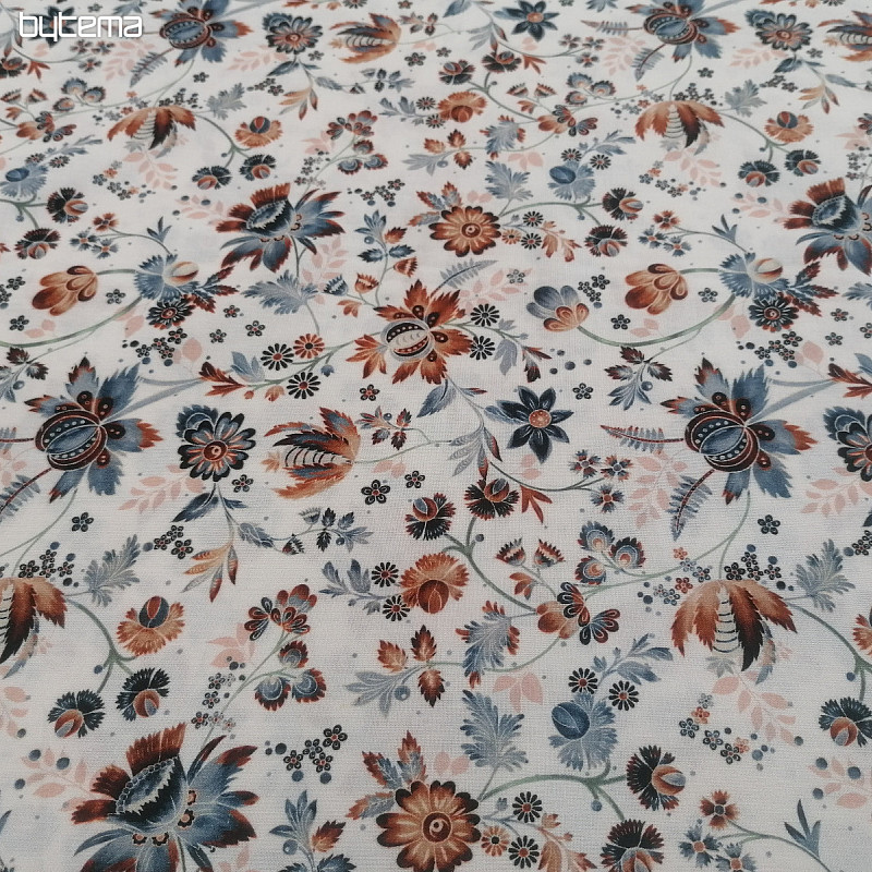 Tessuto di cotone VARANASI KALAMKARI bianco