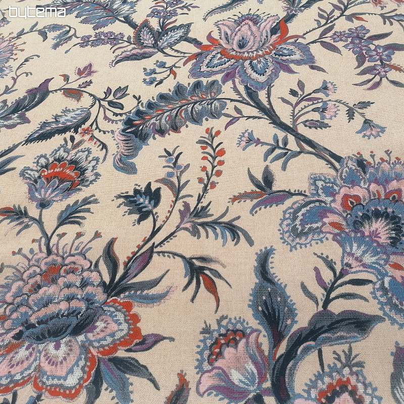 Tessuto decorativo GRANDE FIORE BLU