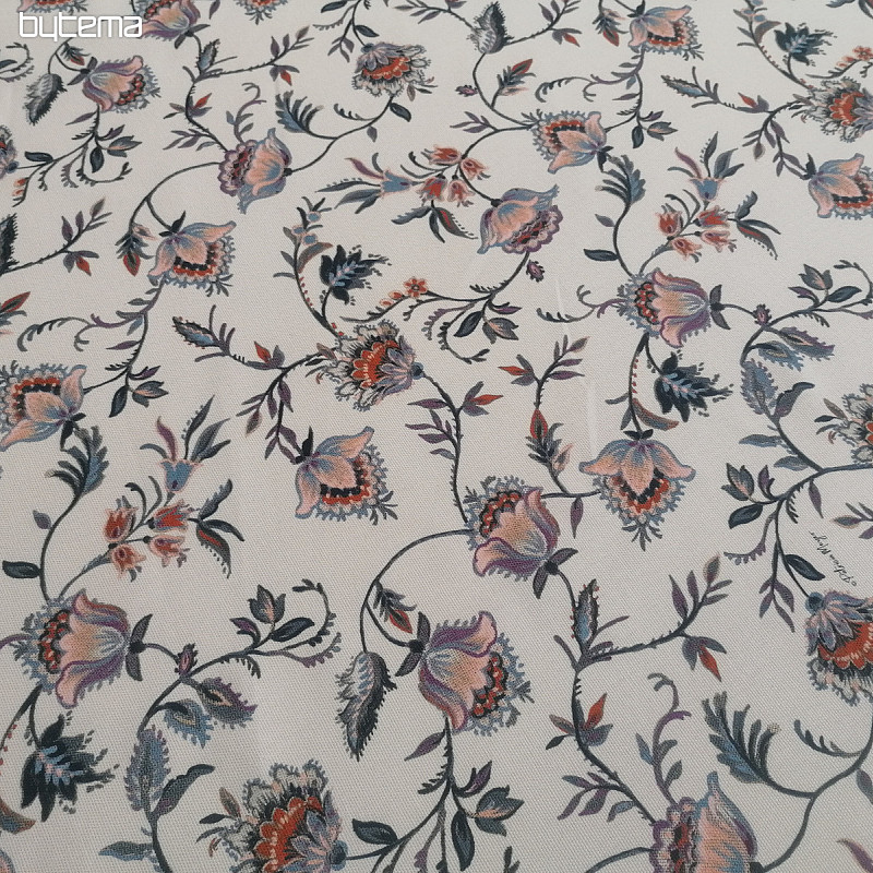 Tessuto decorativo VARANASI-C fiore piccolo bianco