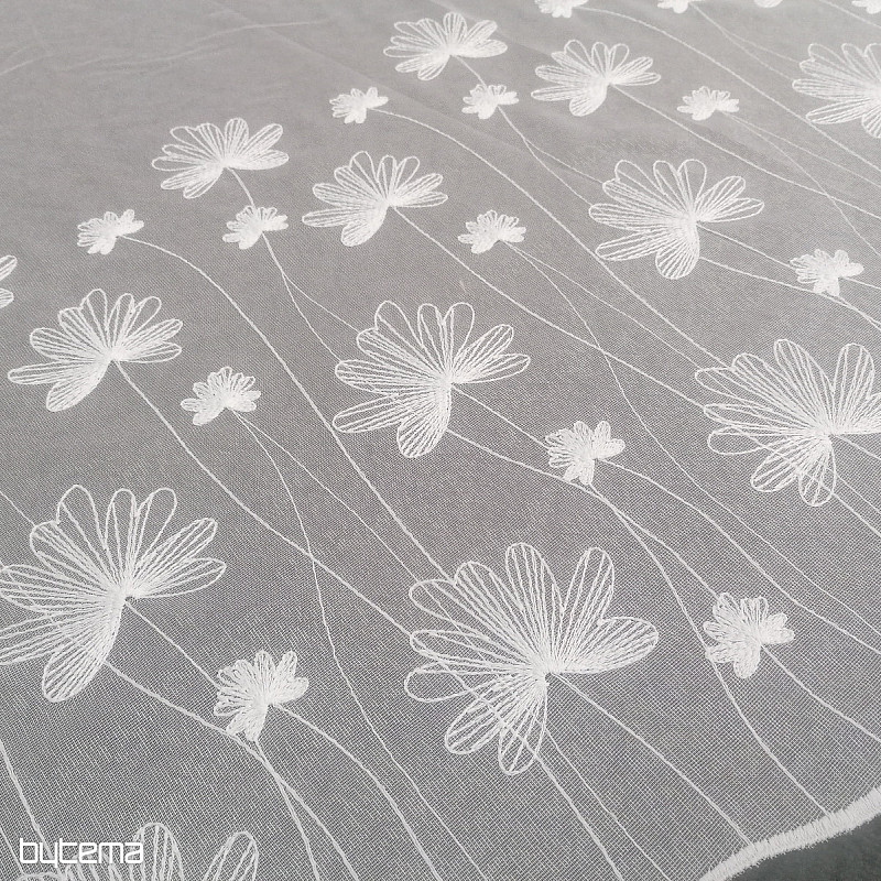 Tenda bianca ricamata di lusso con fiori 11749/0001