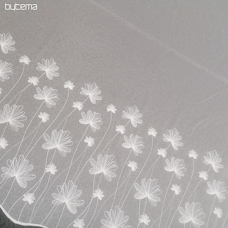 Tenda bianca ricamata di lusso con fiori 11749/0001