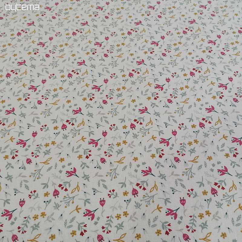 Tessuto di cotone AZRA fiori bianchi