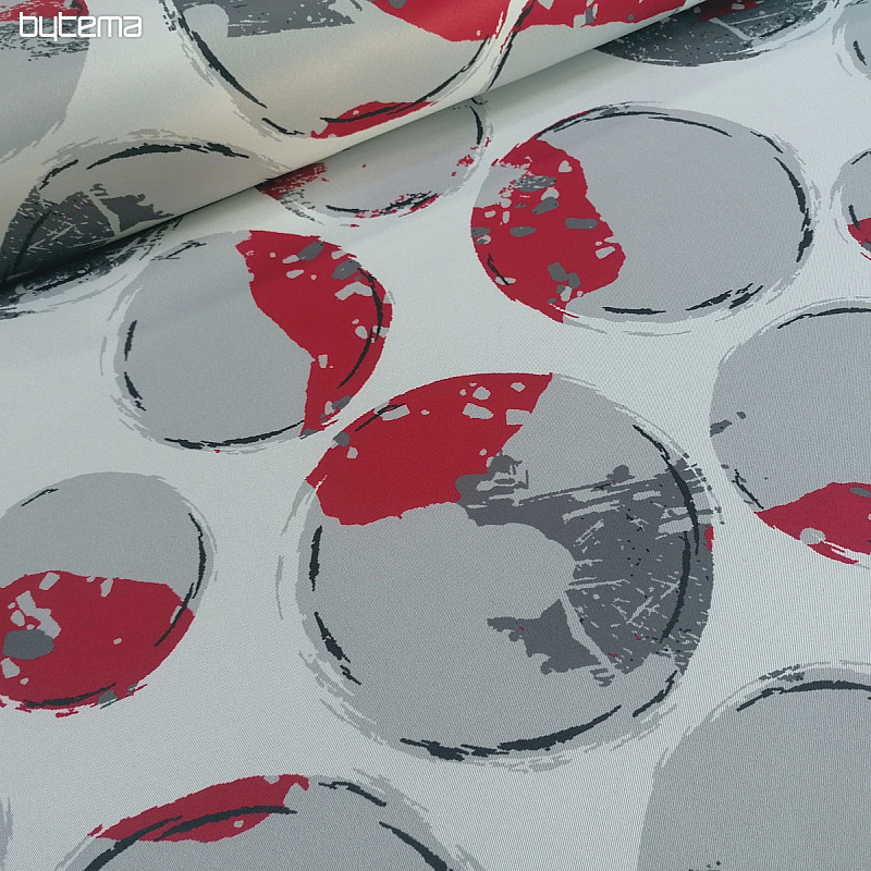 Tessuto decorativo BLACK OUT Bolle rosse