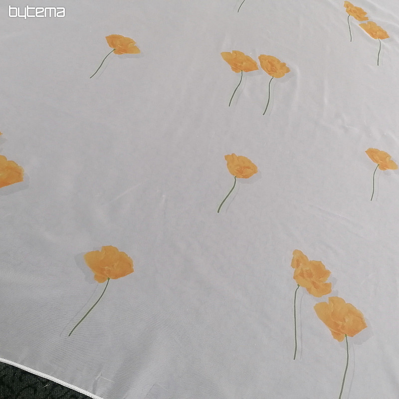 Tenda in voile bianco - papaveri arancioni