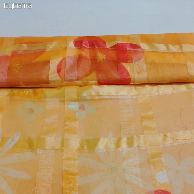 Tenda arancione con fiori