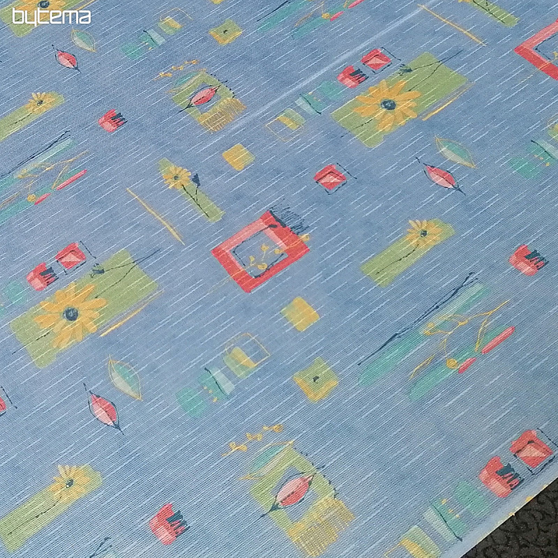 Tenda densa blu con fiori e foglie 155 cm