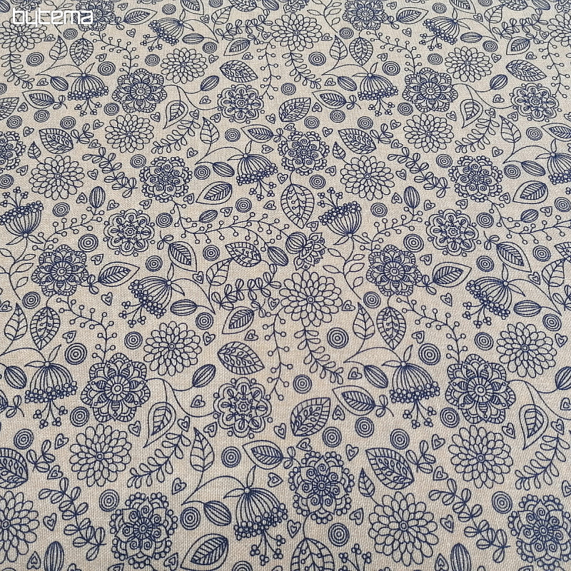 Tessuto decorativo Fiori al neon blu