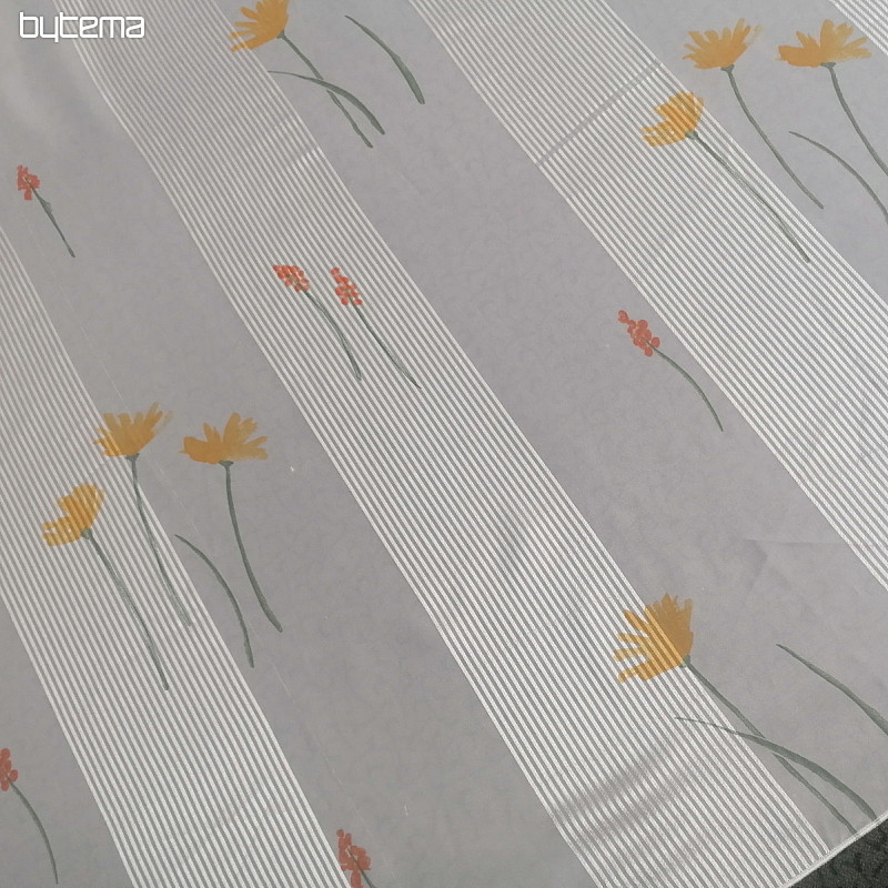 Tenda in voile righe bianche con fiori 829291/05