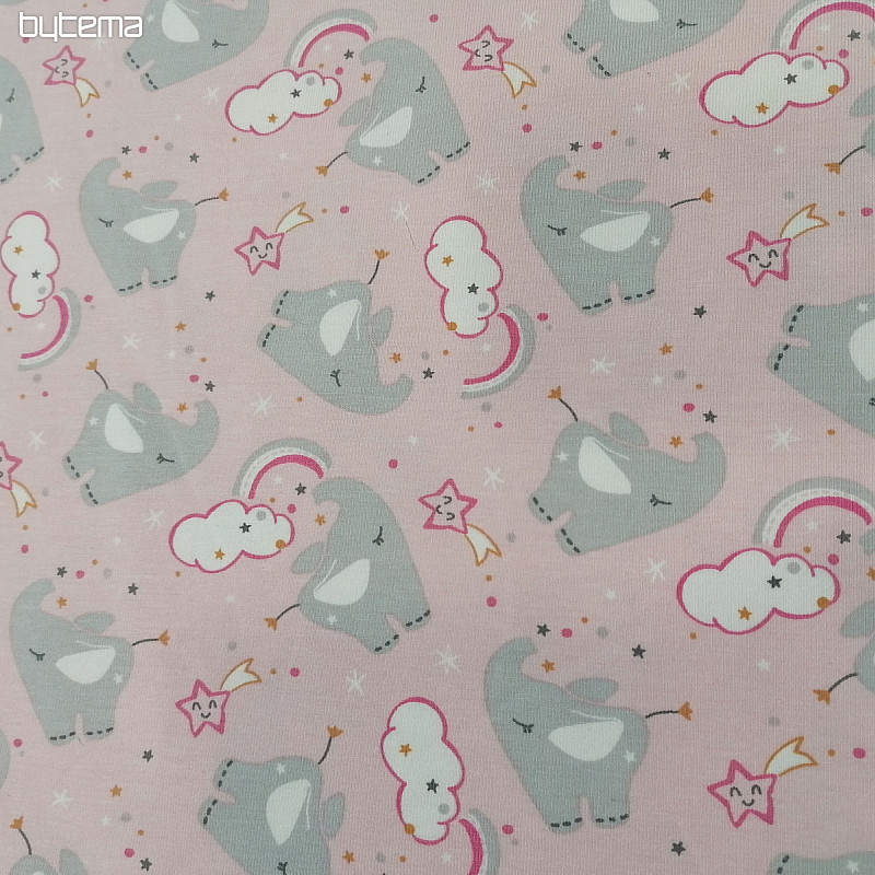 Maglia in cotone con stampa ELEFANTE rosa