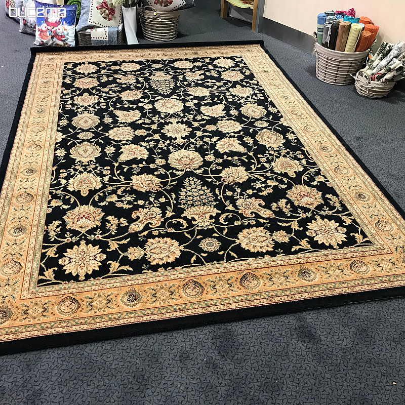 Tappeto di lusso in lana PRAGA nero / beige