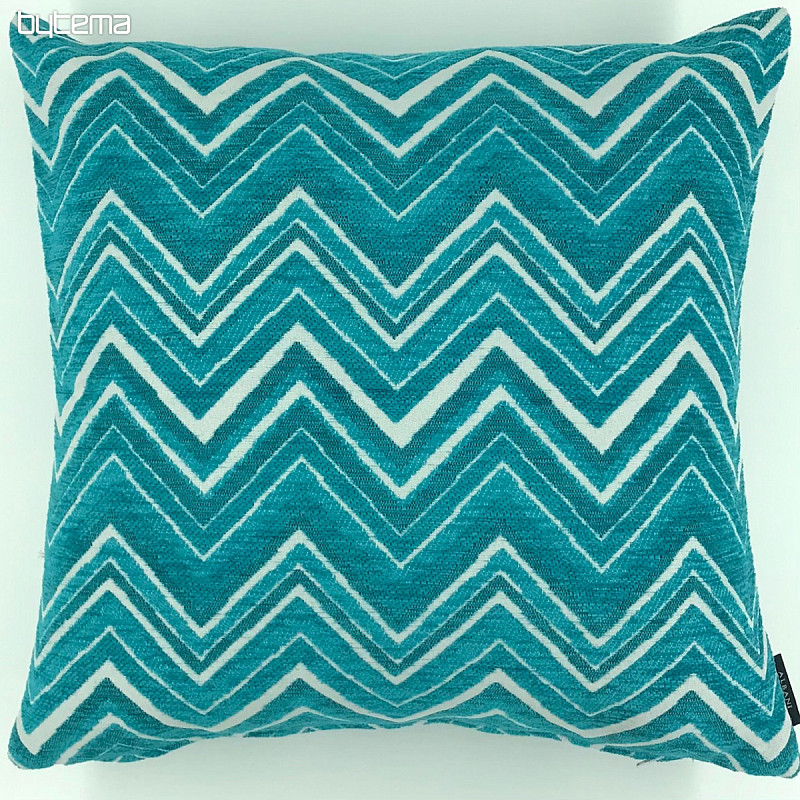 Fodera per cuscino decorativo ZIG ZAG blu turchese