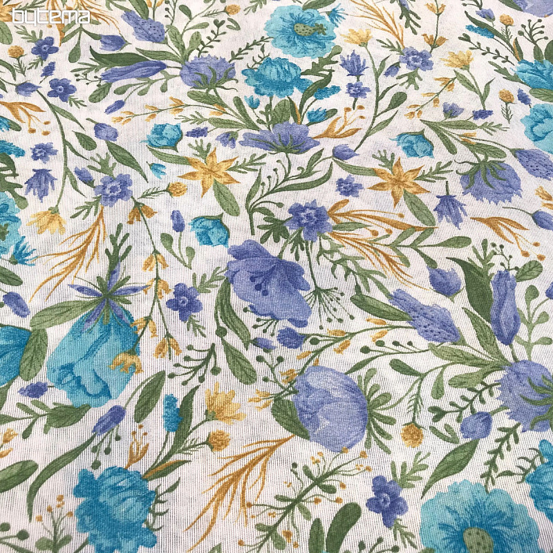 Tessuto decorativo CLARA fiori turchesi