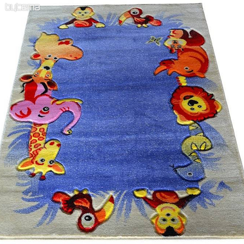 Tappeto per bambini KIDS SAFARI crema-blu
