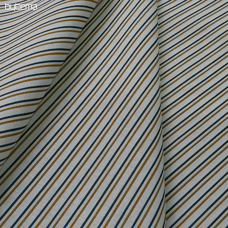 Tessuto in cotone STRIPE blu-senape