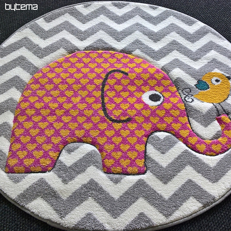 Tappeto rotondo per bambini PASTEL Elefanti