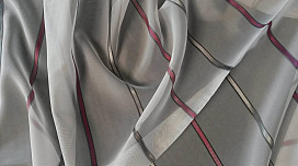 Tenda in voile a righe grigie e viola altezza 180 cm