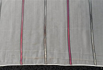 Tenda in voile a righe grigie e viola altezza 180 cm