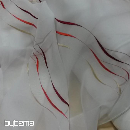 Tenda in voile con ricamo rosso Gerster 195/0043