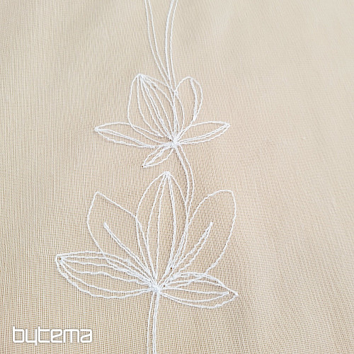 Lussuosa tenda ricamata BIANCA CON FIORI 11745/290