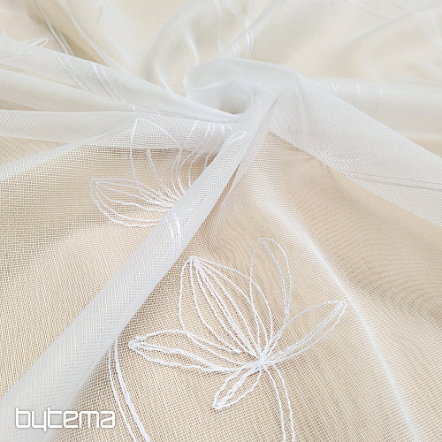 Lussuosa tenda ricamata BIANCA CON FIORI 11745/290
