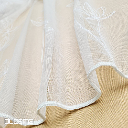 Lussuosa tenda ricamata BIANCA CON FIORI 11745/290