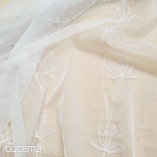 Lussuosa tenda ricamata BIANCA CON FIORI 11745/290