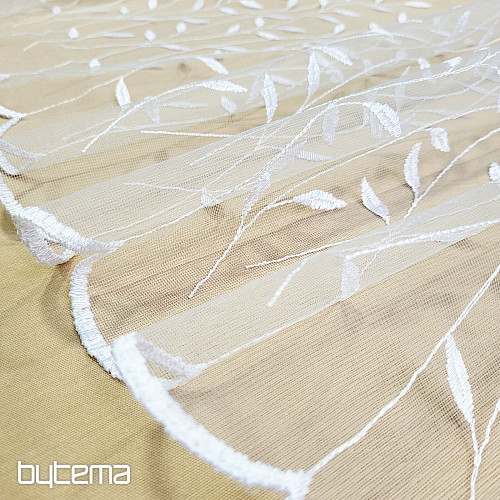 Tenda ricamata 527 BIANCA CON FOGLIE