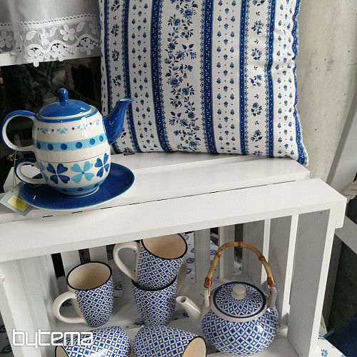 Tessuto di cotone MAJOLIKA riga blu