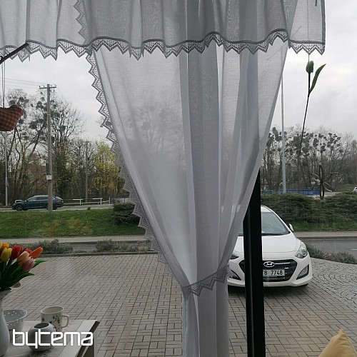 Tenda finita - set: 2 tende + 1 volant con pizzo