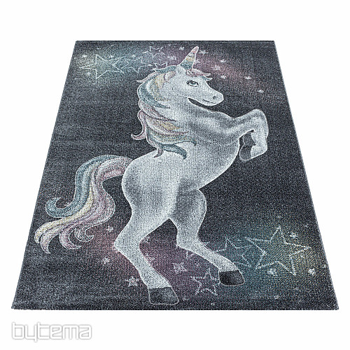 Tappeto di lusso per bambini FUNNY unicorno grigio