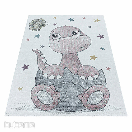 Tappeto di lusso per bambini FUNNY DINOSAURS PINK