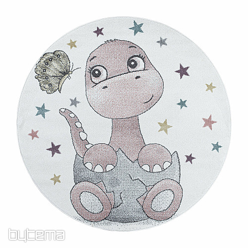 Tappeto di lusso per bambini FUNNY DINOSAURS PINK