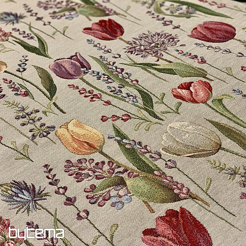 Tovaglia gobelin, sciarpa Primavera-tulipani