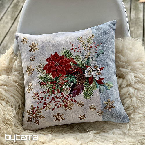 Copri arazzo natalizio BOUQUET NATALIZIO CON STRISCIA GRIGIA