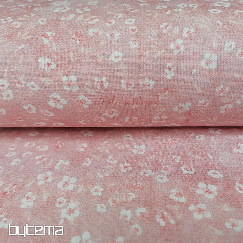 Tessuto in cotone MONO MINI FIORE ROSA