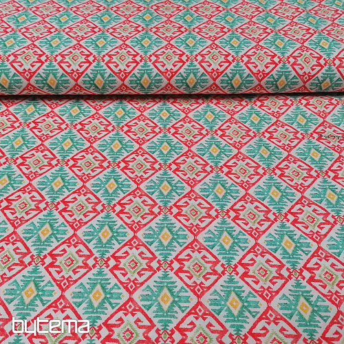 Tessuto di cotone Diamanti turchese
