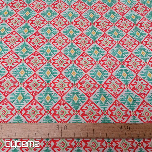 Tessuto di cotone Diamanti turchese