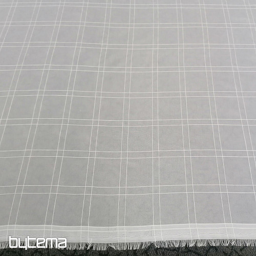 Tenda in voile a quadri bianchi con filo crema